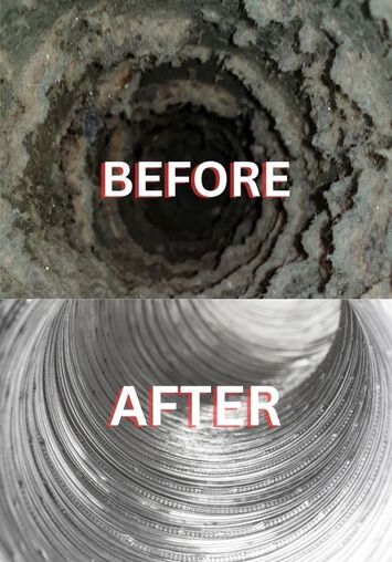 before and after dryer vent cleaning service